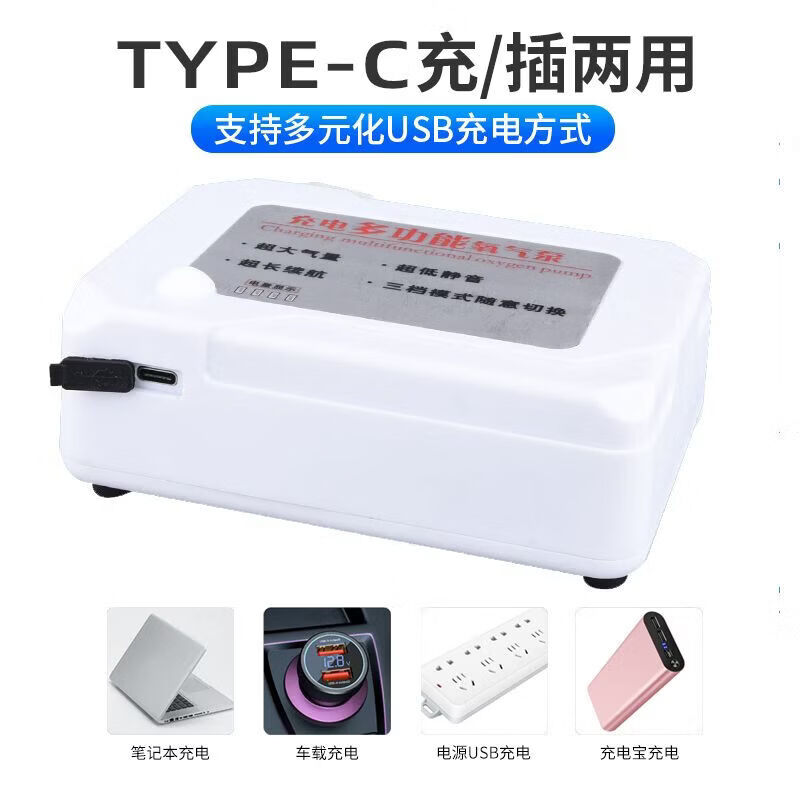 CRHMMFLF两用增氧泵户外钓鱼便携式氧气泵打氧机充氧泵家用增氧机可充电 四孔标准套餐【12时】