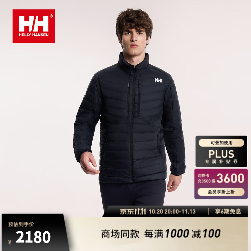HELLY HANSEN, H/H海丽汉森hh26冬情侣款Sailing Heritage基础款轻量排骨鹅绒羽绒服 黑色 M