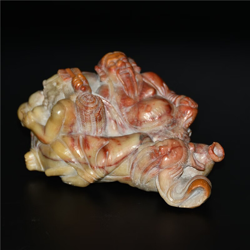 游此斋(youcizhai)老寿山石雕三仙醉酒摆件收藏