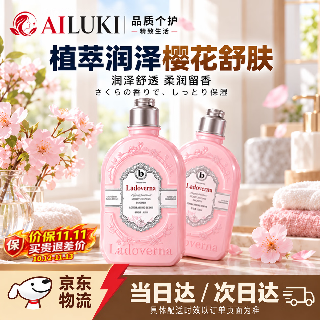 AILUKI日本花果香樱花香氛身体乳持久留香24小时香体全身保湿滋润女皮肤 花果香樱花润肤身体乳