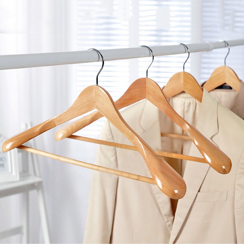 西装大衣架子木头挂衣架衣服架木质衣服撑子实木 宽肩原木色男款4支