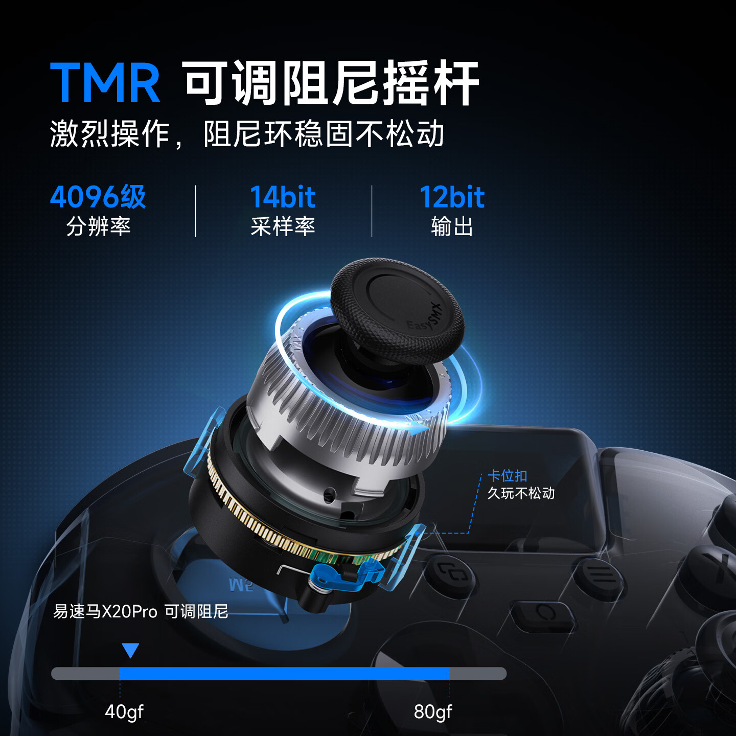 EasySMX易速马绝影X20pro游戏手柄可调力摇杆pc电脑steam双切扳机无线蓝牙switch2精英手柄【赠磁吸支架】 灰色