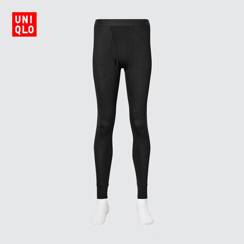 优衣库HEATTECH紧身裤男装打底裤裤子保暖衣秋裤内衣486927 09 黑色 XL