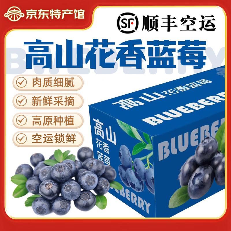 异果恋云南花香蓝莓L25鲜果蓝莓【空运多地次日达】新鲜水果蓝莓礼盒装 12mm+125g*4盒【净重400g】 京东折扣/优惠券