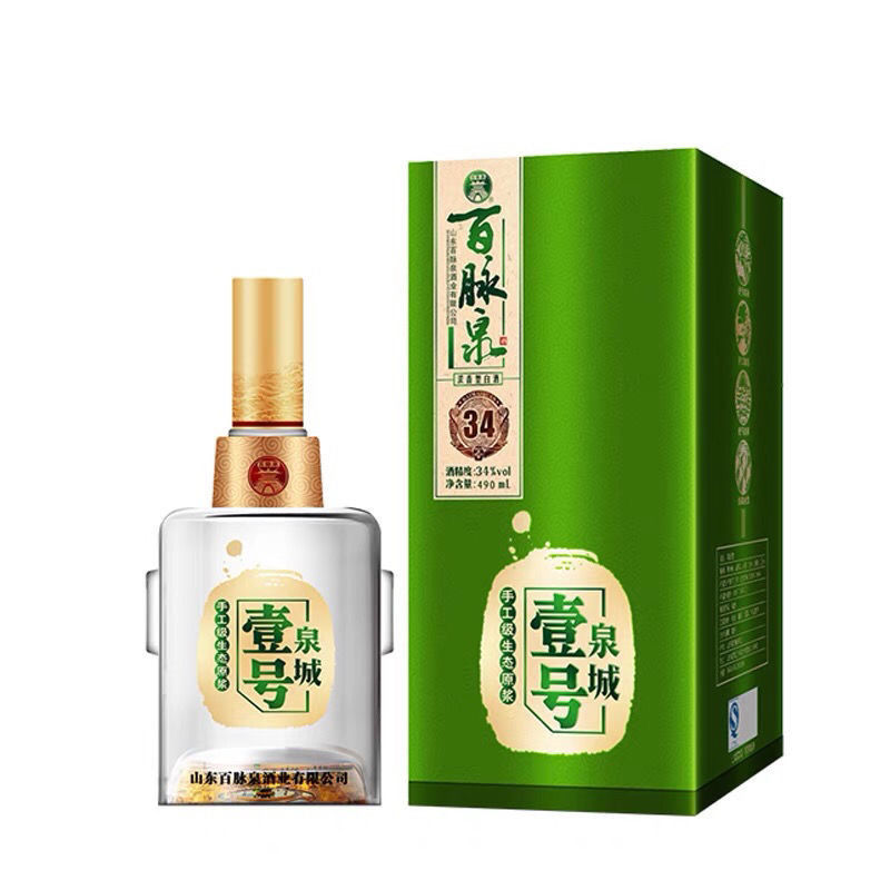 宓蝶 百脉泉泉城一号 500ml*6瓶  章丘特产 百脉泉酒泉城壹号34度6瓶