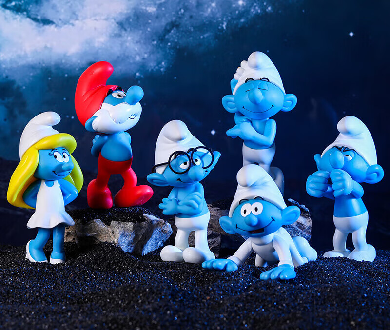 迪士尼蓝精灵手办可爱模型摆件防尘展示架玩偶蓝妹妹玩具公仔女生 opp