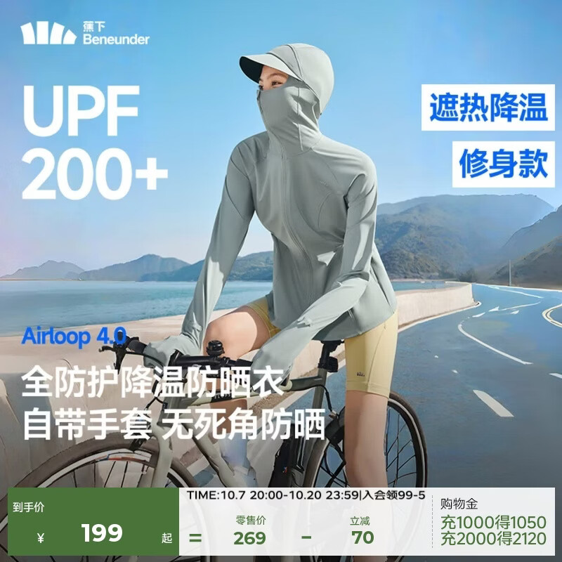 蕉下（beneunder）防晒衣女防紫外线全防护可调节收腰显瘦百搭AL823乌云灰2XL