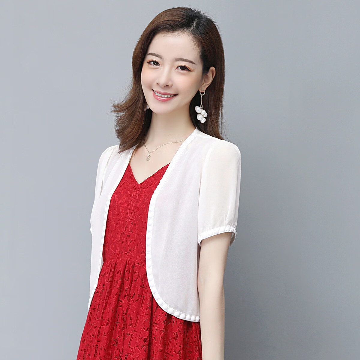 小披肩夏季2021新款宽松薄款雪纺女仙女短款外搭开衫外套 白色(短) xl