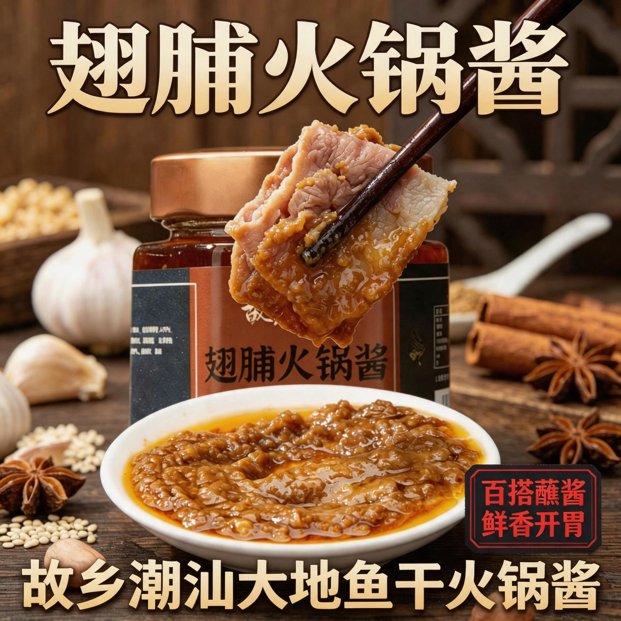 故乡潮汕正宗潮汕翅脯火锅豆酱黄豆瓣酱鸡鱼羊肉火锅蘸料海鲜砂锅粥香200g 【3瓶】翅脯（大地鱼）火锅酱 京东折扣/优惠券