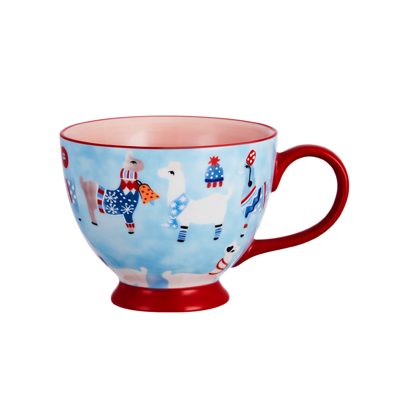 佳佰 卡通马克杯陶瓷杯子早餐牛奶麦片咖啡杯 男女情侣杯 大容量办公茶水杯子400毫升