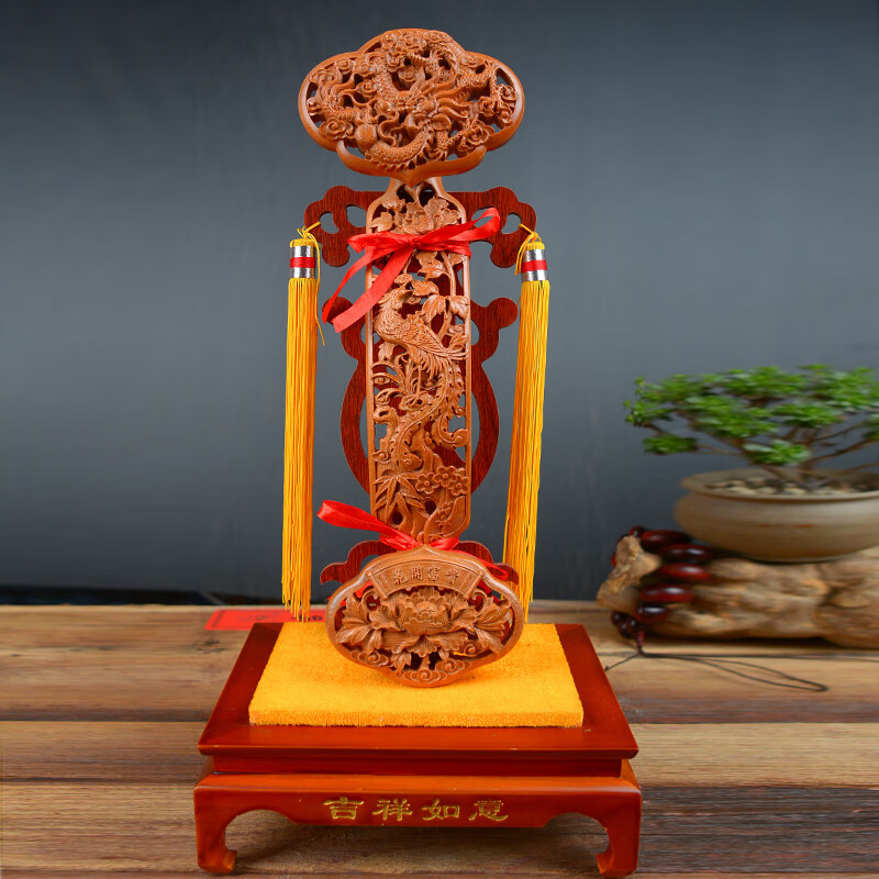昕越客厅 如意摆件曲阜装饰楷木摆件桃木摆件礼品曲阜木雕商务客厅