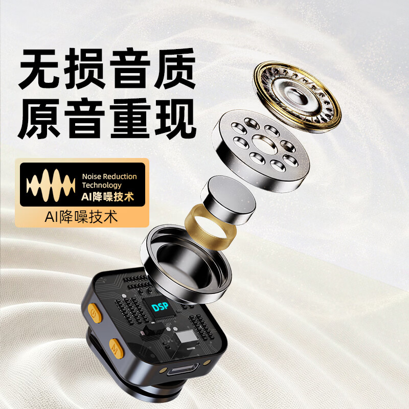 YBYIN Mic6 无线领夹麦克风一拖二 直播降噪收音麦 短视频拍摄vlog采访录音话筒 一拖一带仓【苹果安卓】
