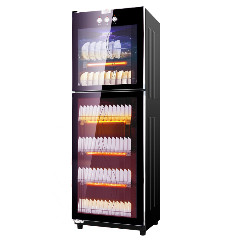 厨仕博消毒柜家用立式消毒碗柜免沥水厨房消毒柜商用官方正品大容量碗筷餐具消毒柜 【配置沥水盘两门】280型臭氧+红外线消毒+中高温