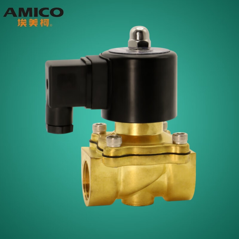 埃美柯电磁阀j011x-10t黄铜电动开关阀常闭型220v自来水水阀气阀铜线