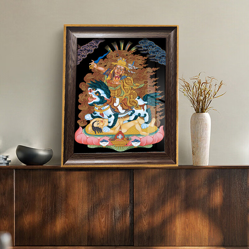 绝伦帝多杰雄登唐卡画像格鲁派佛像藏族金刚守护神挂画书房办公室摆台