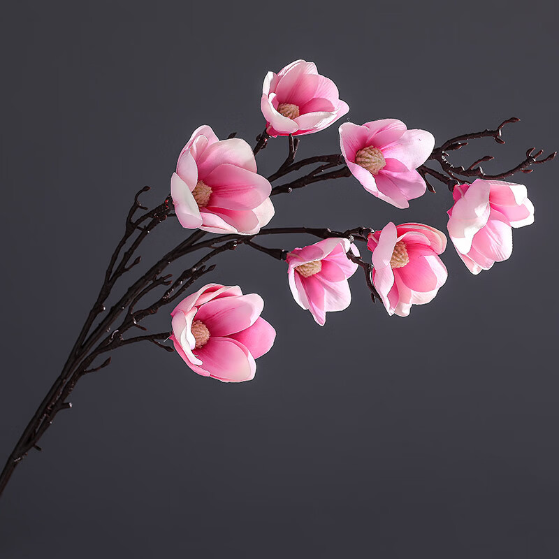 玉兰花仿真花摆件 新中式客厅插花绢花装饰花长枝落地