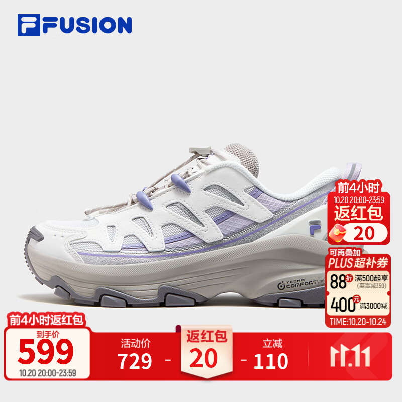 斐乐【田曦薇同款】老爹鞋｜FILA FUSION潮牌女士COMOU运动休闲鞋 雾霾灰/星白-VA 37.5