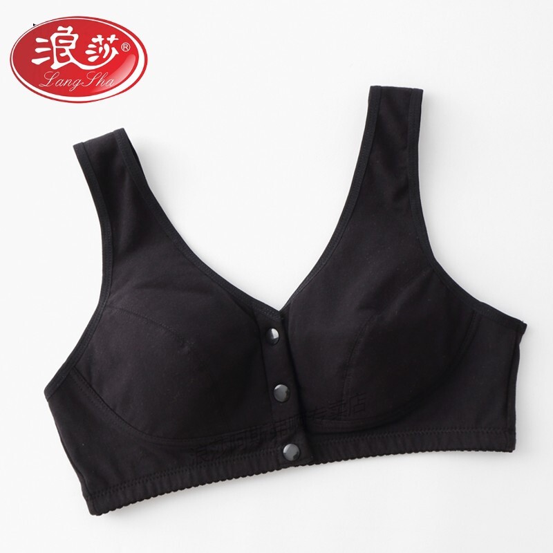 浪莎(langsha)新品加大码中老年人妈妈文胸乳罩棉无钢圈女士棉内衣前