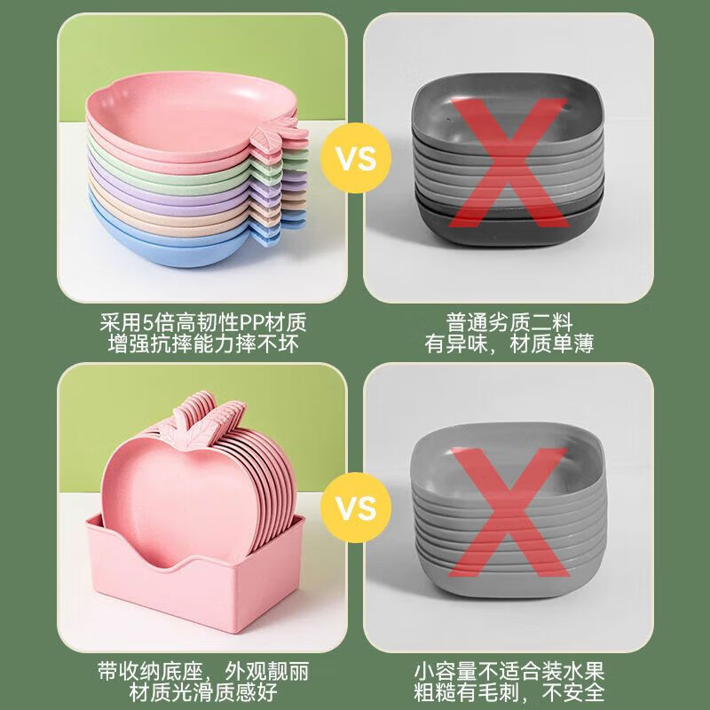 【精选百货】吐骨头碟家用创意可爱餐桌放菜骨碟水果盘垃圾盘塑料 混色 2个装 17cm