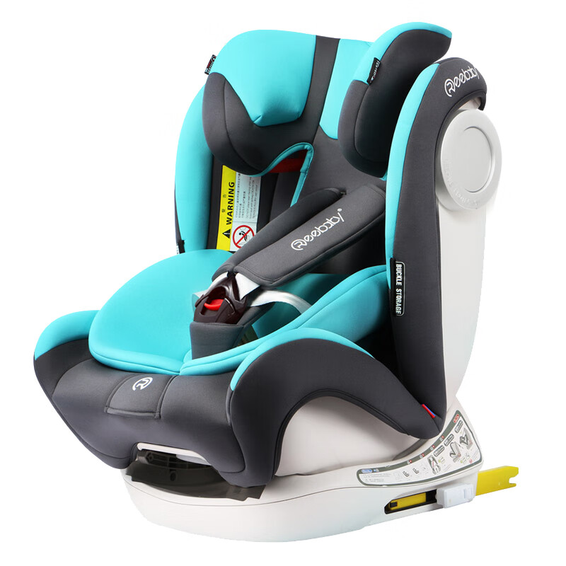 瑞贝乐reebaby 儿童安全座椅 汽车用婴儿可坐躺0-4-12岁宝宝通用 全注塑isofix硬接口可调节加厚侧防 极光蓝