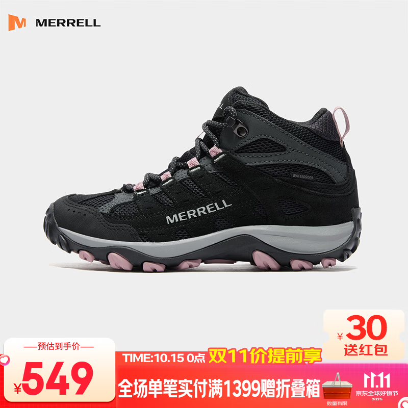 迈乐（Merrell）户外登山鞋AC4 MID WP防水高帮徒步鞋男鞋女鞋减震防滑透气徒步鞋 J00005286黑色（女款） 38