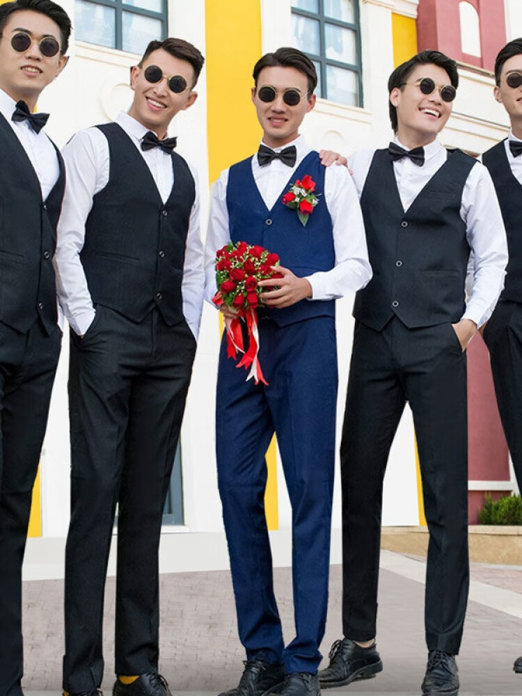 hqej伴郎服装男团西装套装西服合唱服礼服长袖秋冬季迎结婚衣服2022