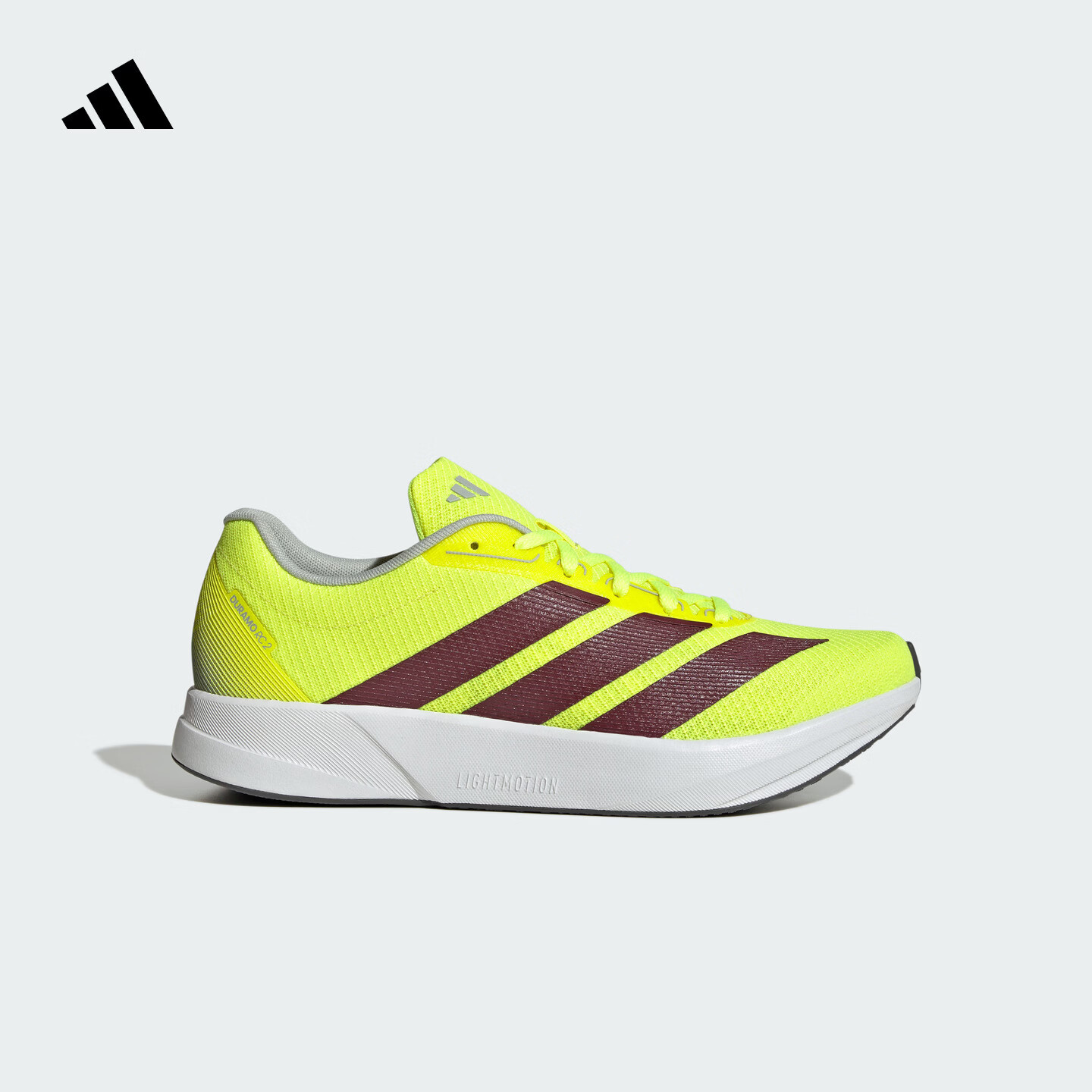 adidas DURAMO RC2超轻缓震回弹训练备赛体测跑步鞋男女阿迪达斯 亮黄荧光/暗红/深灰   38  