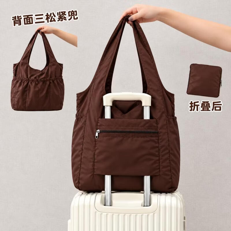 MYSTIPACK可折叠拉杆包防水耐磨大容量手提旅行包便携收纳可套行李箱出行袋 【46*36*10】 可可棕