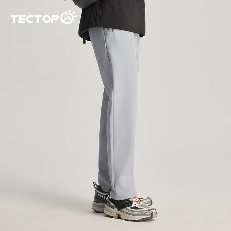 探拓(TECTOP)休闲裤男防风防泼水2026秋冬加绒保暖软壳长裤户外登山裤子 星灰 3XL