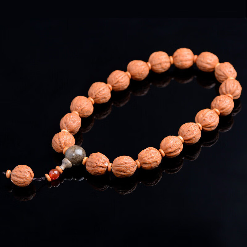 精品野生文玩小核桃手串 楸子手链20mm手持18颗大金刚菩提车挂 图片色