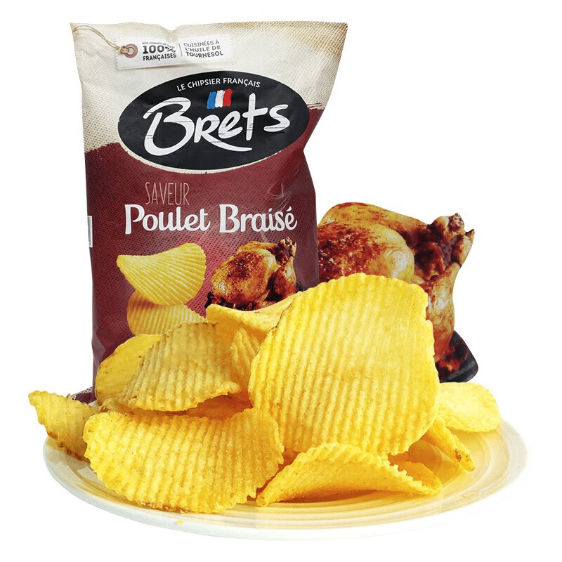 布瑞特(brett)布瑞特烤鸡味薯片 原切薯片 法国进口 125g*3袋 布瑞特