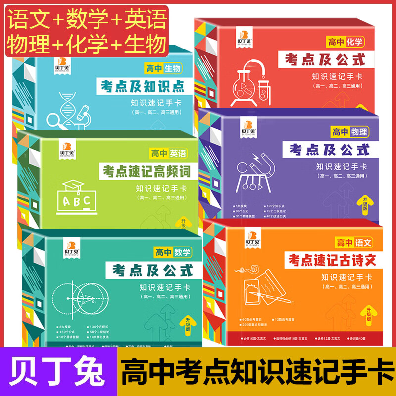 【全套9科可选】贝丁兔高中数理化考点及公式手卡2023版新高中知识点速记手卡通用版人教版 高一到高三数学公式定理大全定律卡片手册 高二物理化学知识点总结 全科9册语文数学英语物理化学生物政治历史地理 