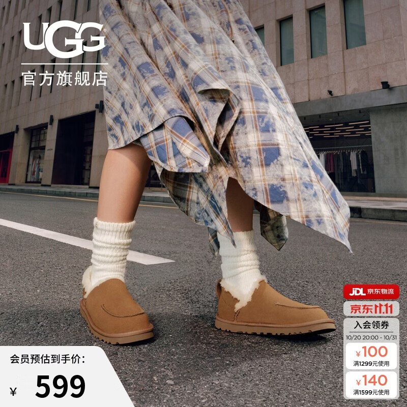 UGG双11秋季女士舒适时尚一脚蹬休闲懒人毛毛鞋1174572CHE|栗色38