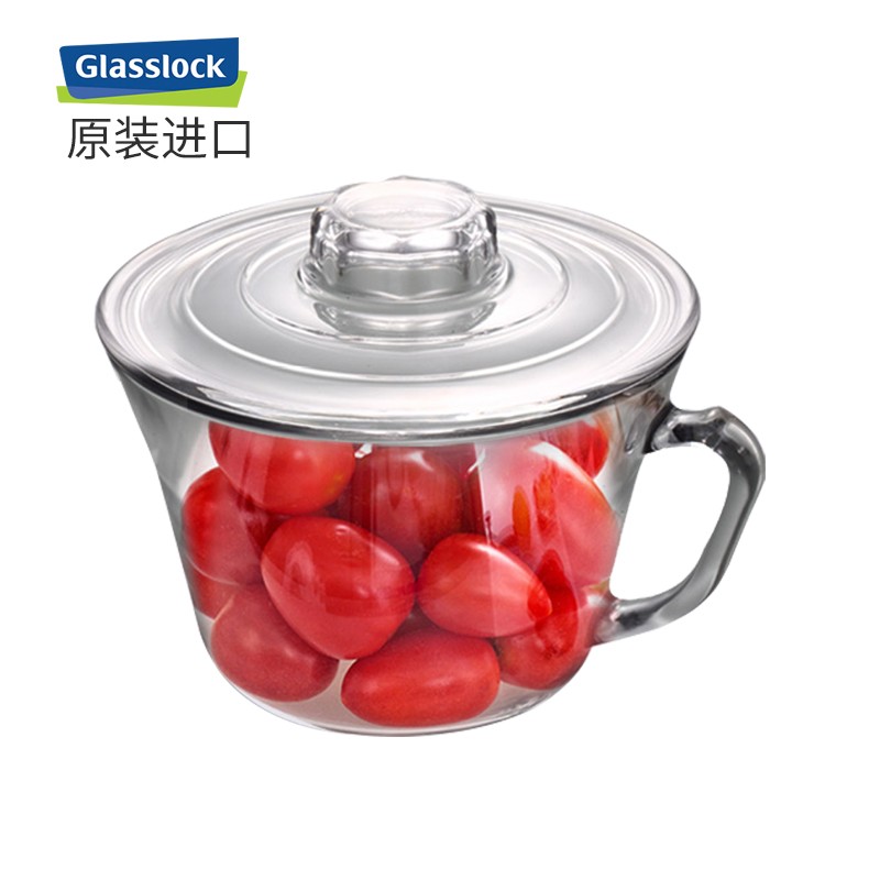 Glasslock韩国进口泡面碗钢化玻璃碗带盖汤碗保鲜盒705ml可微波炉加热礼盒装