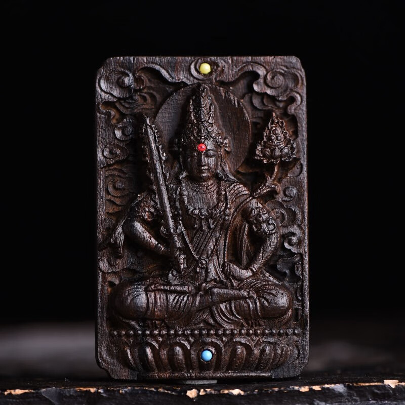 吊坠木质雕刻牌子本命佛八大守护神男女同款项链吊坠 虚空藏菩萨牛虎