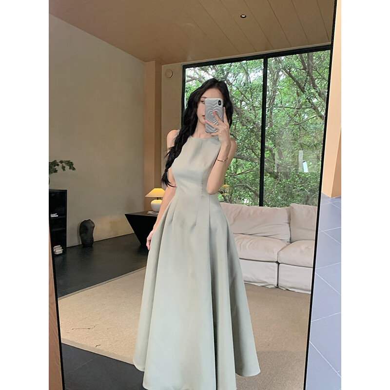 GARNUO白色连衣裙子女夏季2026新款法式气质高级感无袖背心收腰显瘦长裙 白色【无袖长款】 S 【80-100斤】