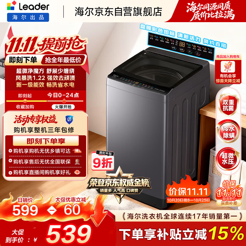 海尔（Haier）出品统帅全自动波轮洗衣机 出租房8.2公斤一级能效家用 京东自营以旧换新国家补贴XQBL82-M20D1