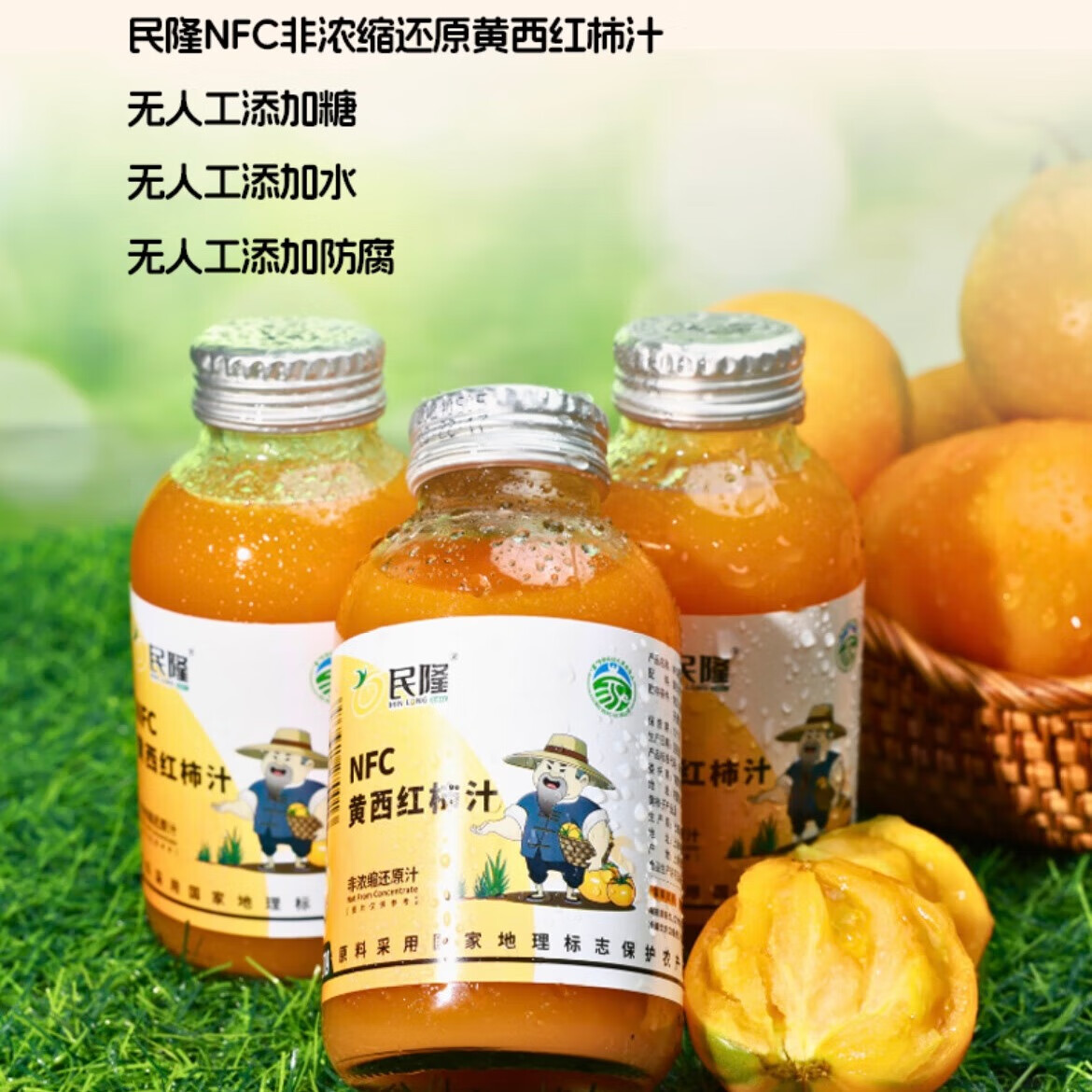 民隆黄西红柿汁100%瓶装五原黄柿子饮料内蒙古巴彦淖尔特产 270ml黄