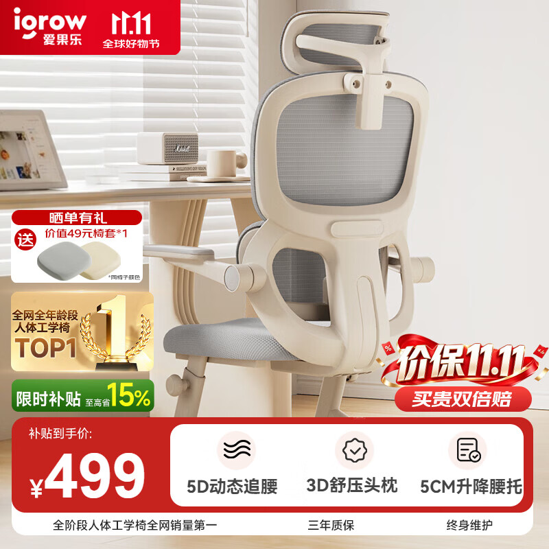 igrow爱果乐青少年学习椅初高中学生12-18岁写字座椅人体工学家用书桌儿童椅