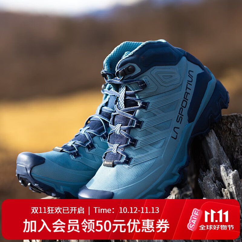 拉思珀蒂瓦（LA SPORTIVA）【26新品】猛禽3代徒步鞋中帮防滑防水登山鞋 Ultra Raptor 3 Mid 灰米蓝/夜空蓝 38