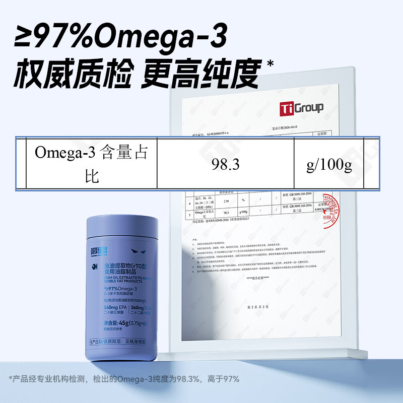 训练怪兽深海鱼油RTG型97%Omega-3DHA+EPA高纯高效吸收成人鱼油 【97%高纯度-进阶养护】深海鱼油 60粒*1瓶