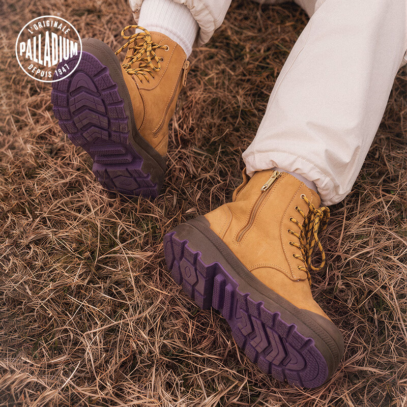 帕拉丁（PALLADIUM）PAMPA  purple男靴子女靴高帮靴子拉链牛皮靴马丁靴99880＆09880 棕/棕 38