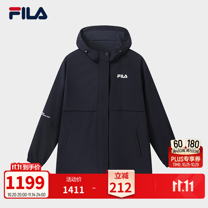 FILA 斐乐女士梭织上衣2026秋季新款宽松休闲时尚舒适外套 传奇蓝-NV XL 175/92A/XL