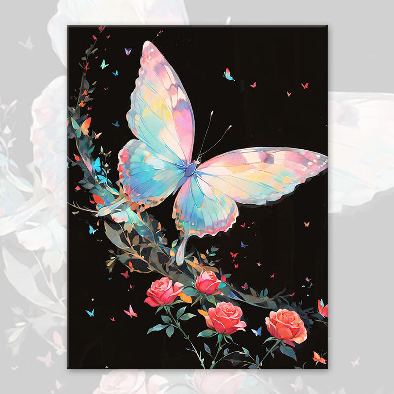 美岸(meian)彩虹蝴蝶数字油画diy2024新款治愈系解闷手工涂鸦填充油彩