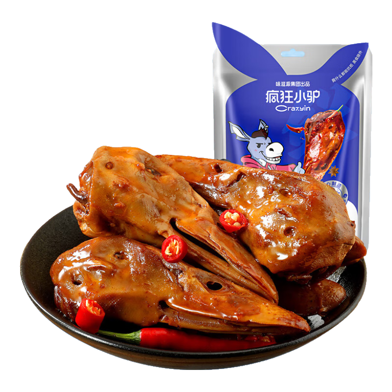 瘋狂小驢 香辣鴨頭140g【零食廣場】