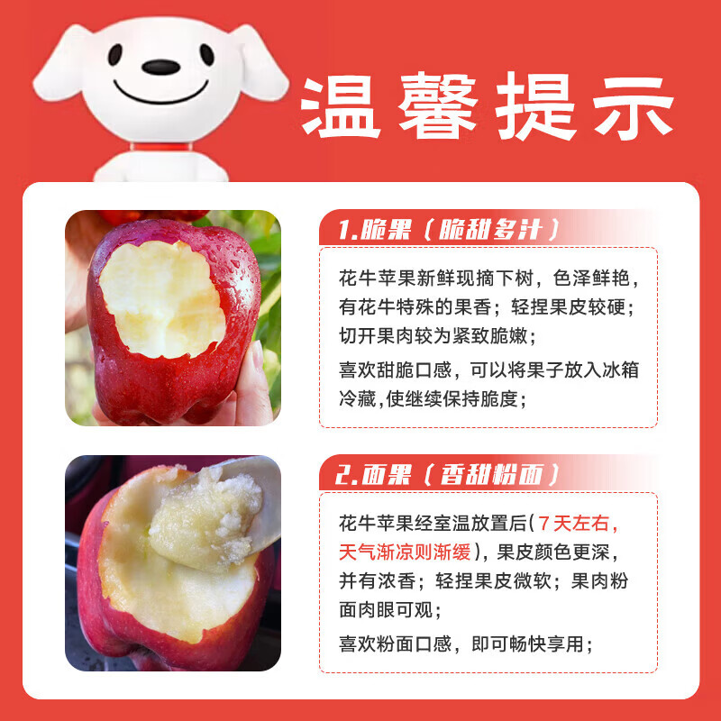 龙多鲜甘肃天水花牛苹果水果粉面蛇果国产红果新鲜应季时令水果生鲜 整箱5斤果径75-80MM净4.5斤