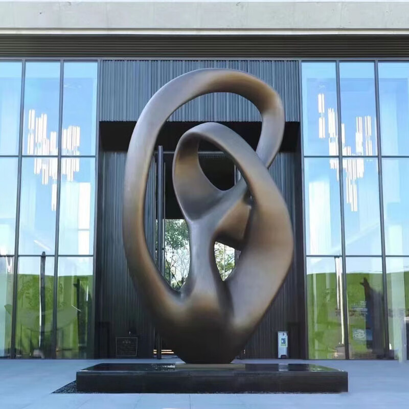 瀛乐 铸铜雕塑抽象景观园林铜雕塑公园现代艺术美陈黄铜创意异形环摆