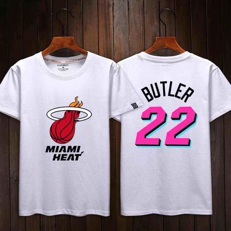 肴盛热火22号吉米巴特勒篮球短袖t恤男夏季棉宽松运动球衣休闲t 热火