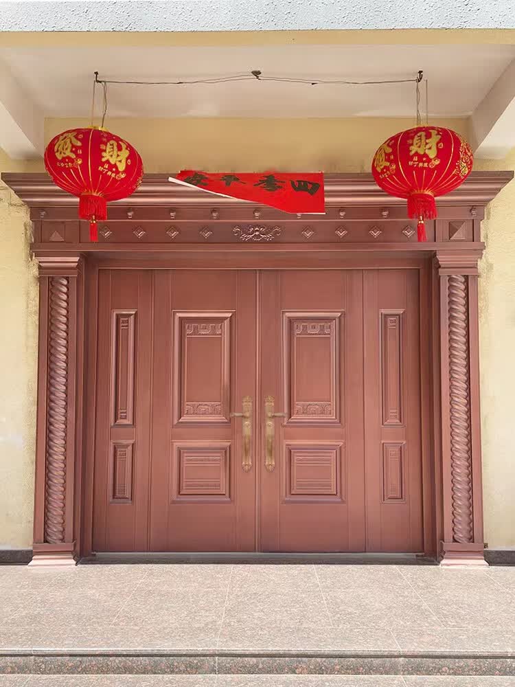 锌钛合金别墅大门双开门农村自建房乡村庭院家用仿铜防盗进 款式0防盗