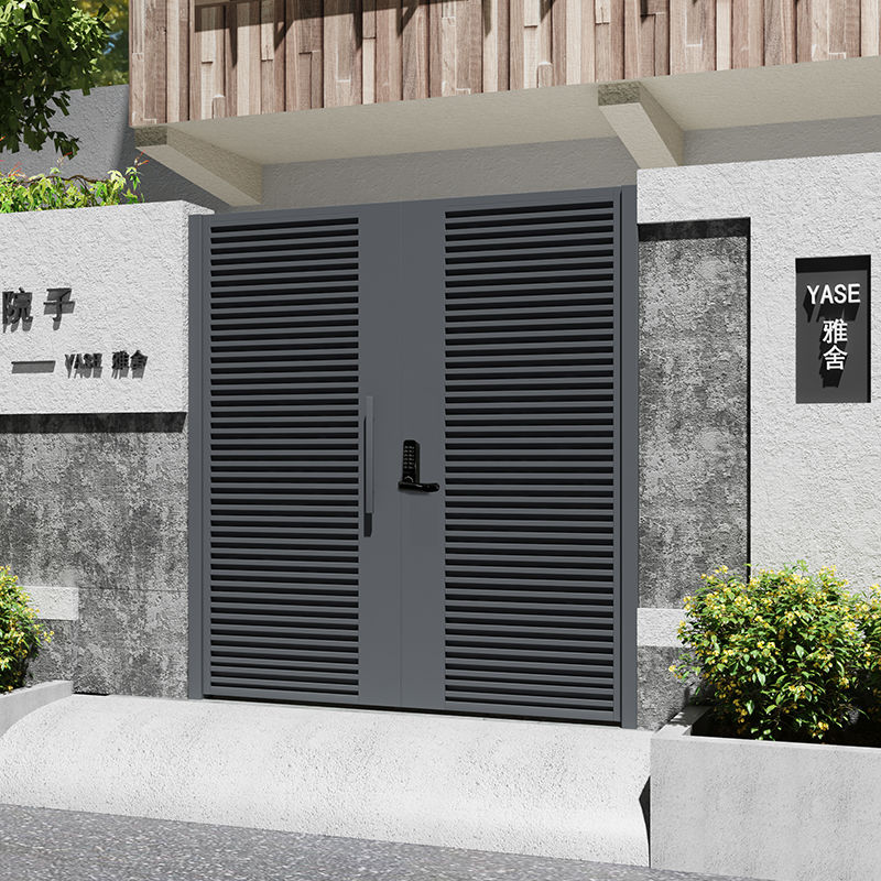 现代铁艺庭院门铝艺定制百叶门别墅户外花园门栅栏围墙门双开大门